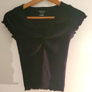 American Eagle Outfitters Black Ruffle Sleeve Blouse